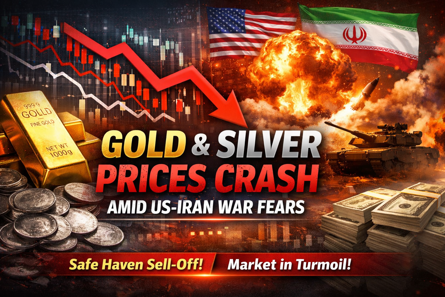 Gold, Silver Rates Crash Today Live Updates: Prices Drop Amid Global War Tensions—Outlook Ahead