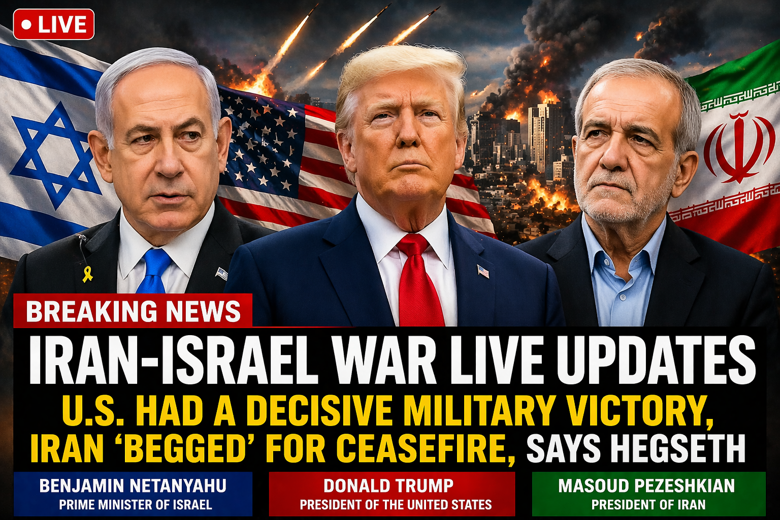 Iran–Israel War LIVE: US Claims Decisive Victory, Iran Seeks Ceasefire