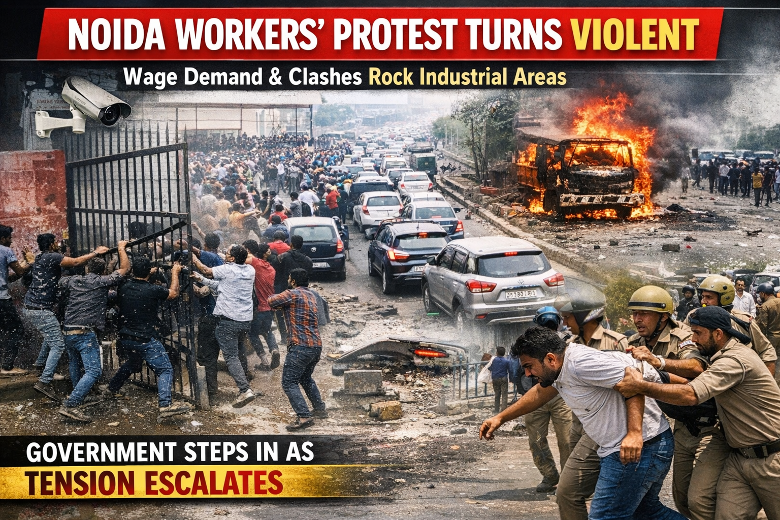 Noida Protest News Today Live Updates: Workers’ Protest Turns Violent, Police on Alert