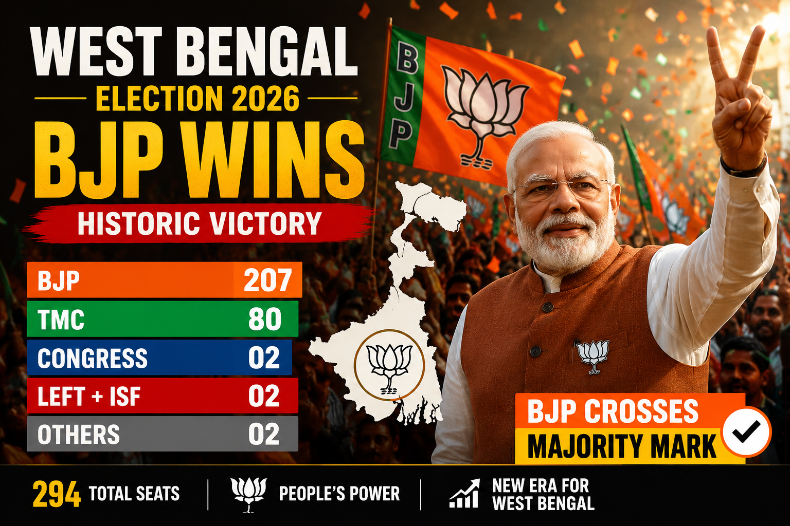 BJP Creates History, Wins West Bengal Assembly Election for the First Time