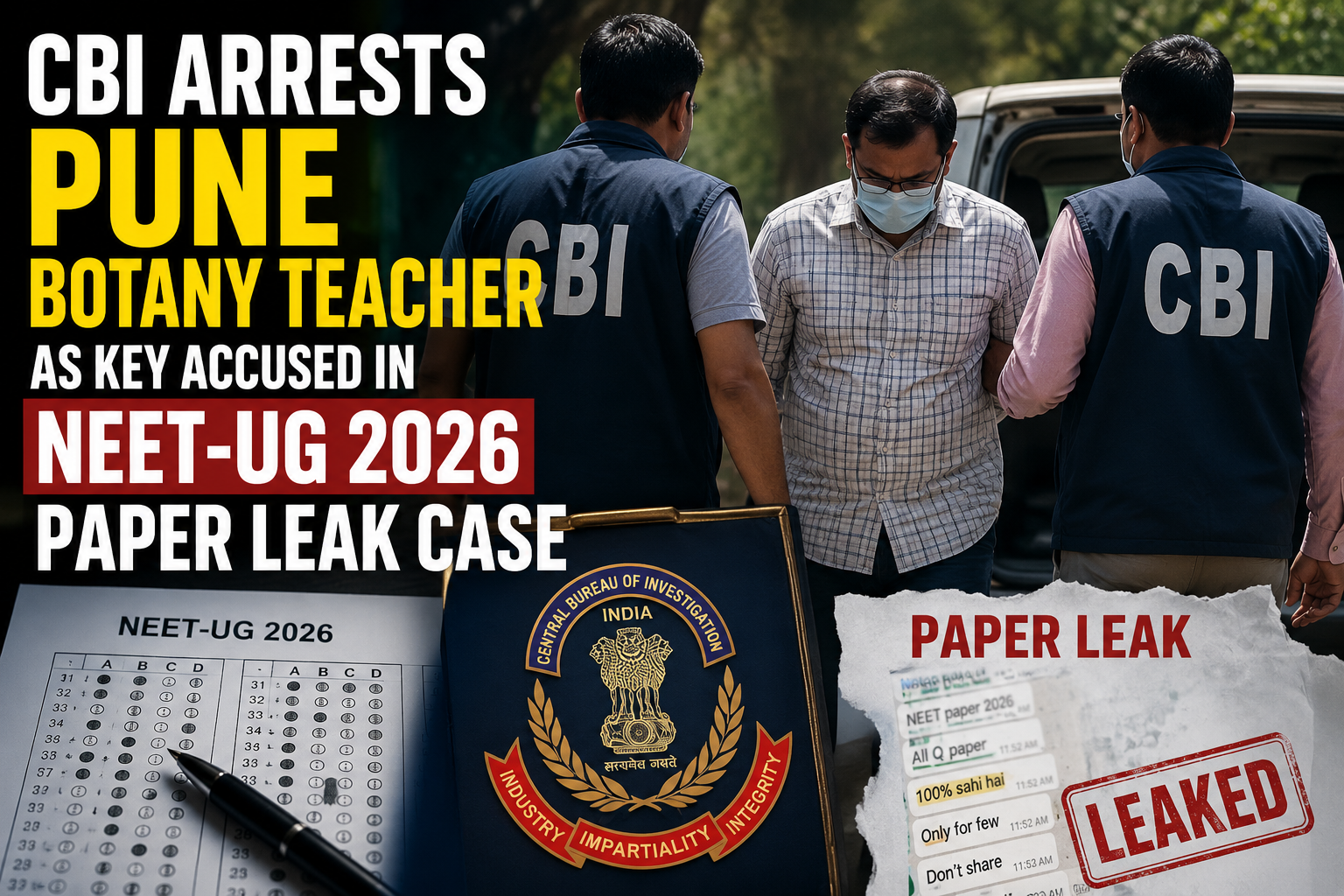 CBI Arrests Pune Botany Teacher as Key Accused in NEET-UG 2026 Paper Leak Case CBI Arrests Pune Botany Teacher as Key Accused in NEET-UG 2026 Paper Leak Case