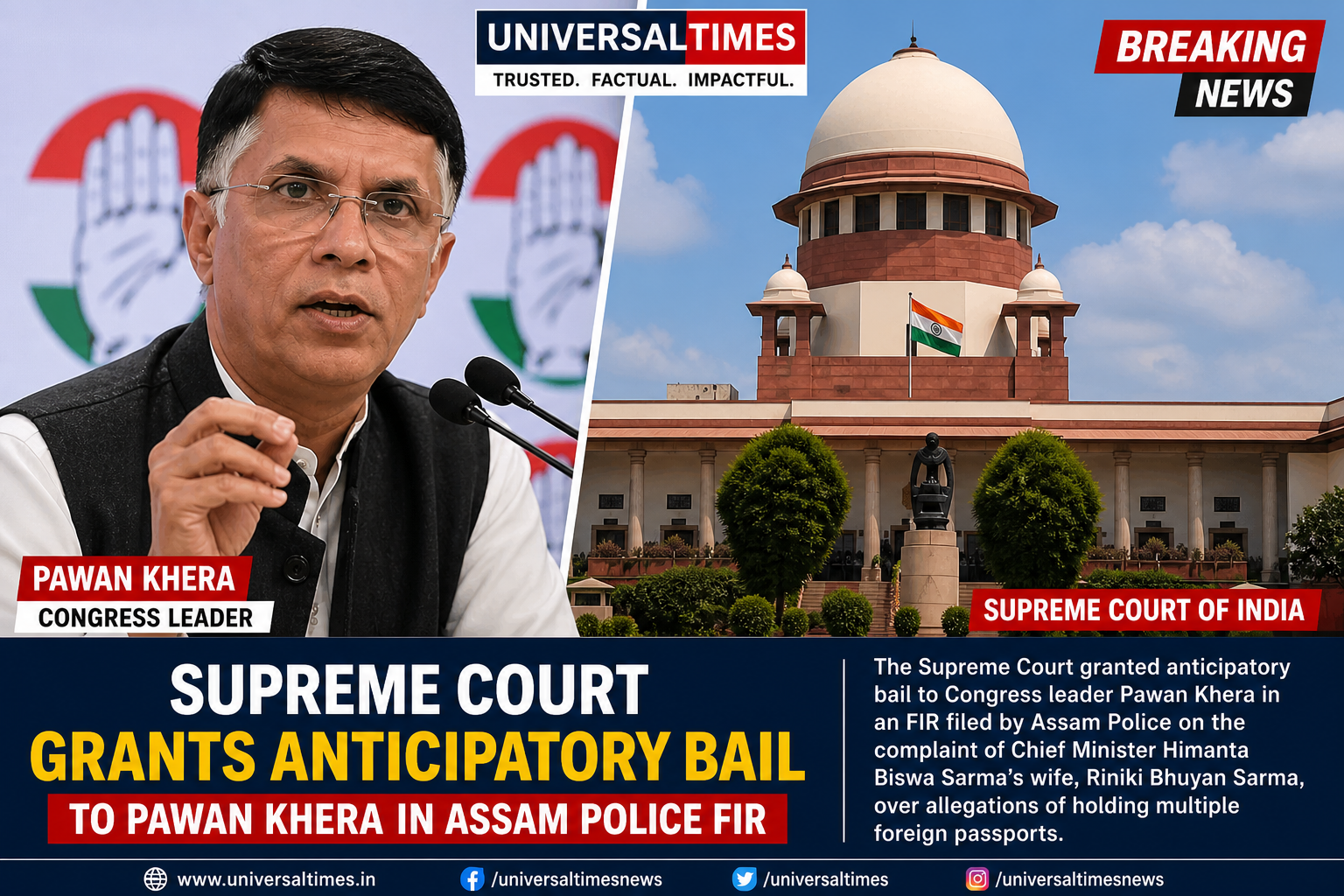 Supreme Court Grants Anticipatory Bail to Congress Leader Pawan Khera in Assam Police FIR