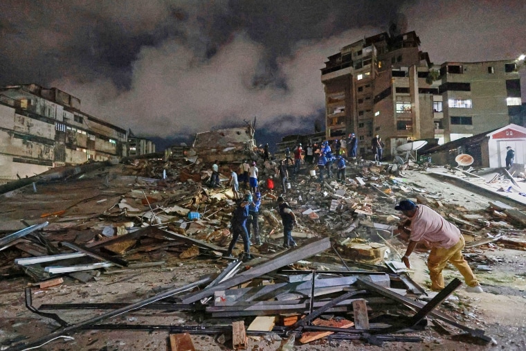 Collapsed buildings and rescue operations after powerful twin earthquakes struck Venezuela.