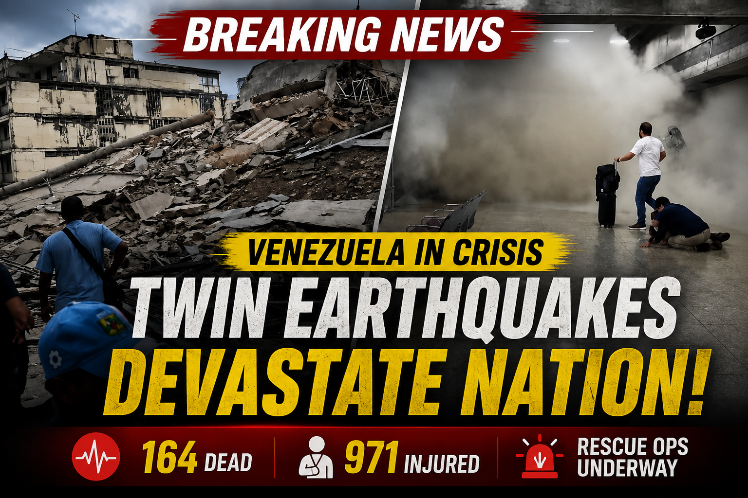 BREAKING: Twin Earthquakes Rock Venezuela, 164 Dead and Hundreds Injured